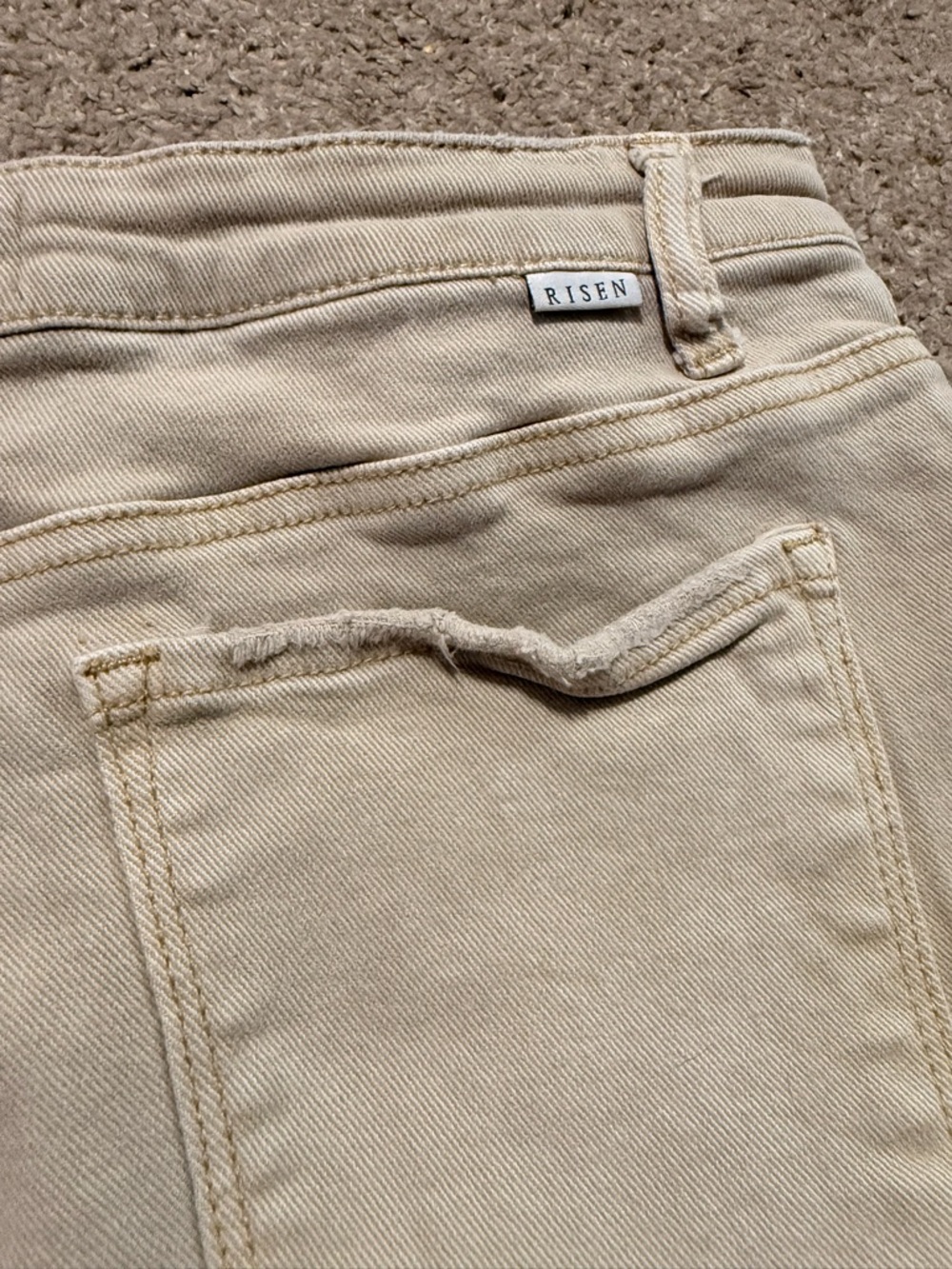Risen Distressed Hem Tan Shorts High Rise - Picture 8 of 8